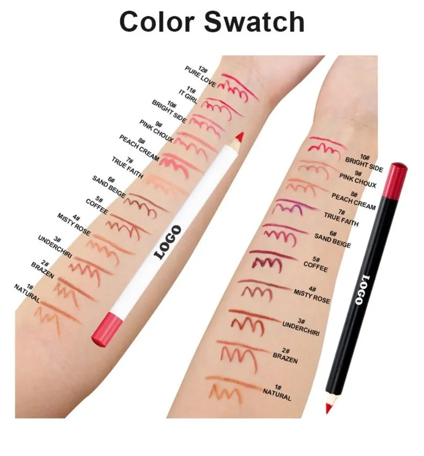 Lip Liner Custom Logo Private Label Pigment Long Lasting Waterproof Not Fading Matte Makeup Wholesale Cruelty Free Black Package