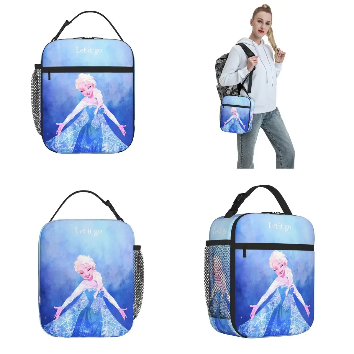 المجمدة إلسا الأميرة الكرتون معزول حقيبة الغداء دعها الذهاب تخزين عبوة طعام قابلة لإعادة الاستخدام برودة صناديق الغداء الحرارية للسفر
