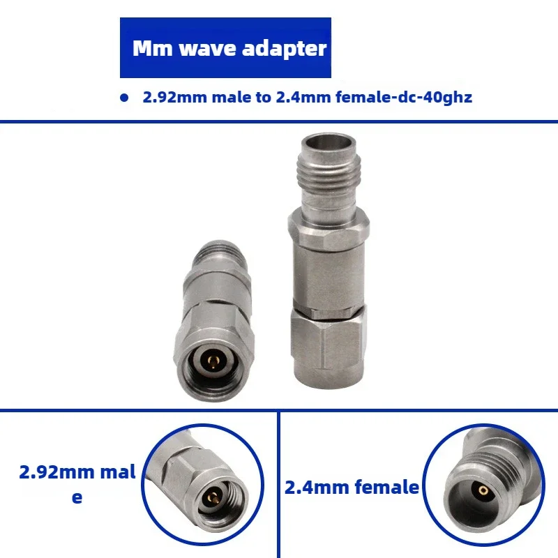 2.92MM Male to 2.4MM Female Millimeter Wave High Frequency Adapter 40GHz Stainless Steel Test Head for RF Components Market