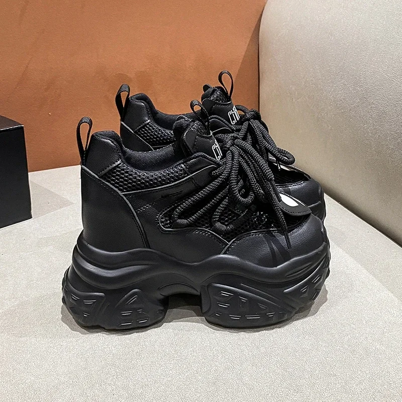 Sneakers Women High Platform Shoes Breathable Sports Trainers Casual Thick Bottom Mesh Chunky Sneakers Women Zapatos Mujer 10cm