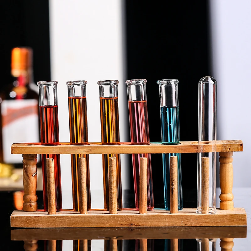 Bamboo Test Tube Vial Shot Glasses Holder Rack, Great For Scientific Experiment,Halloween,Christmas,Party Party Decoration