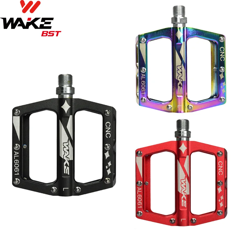 Wake-Pedal de bicicleta de montaña DU + con sello de rodamiento, estribo ultraligero, accesorios de aluminio antideslizante para bicicleta de montaña y carretera