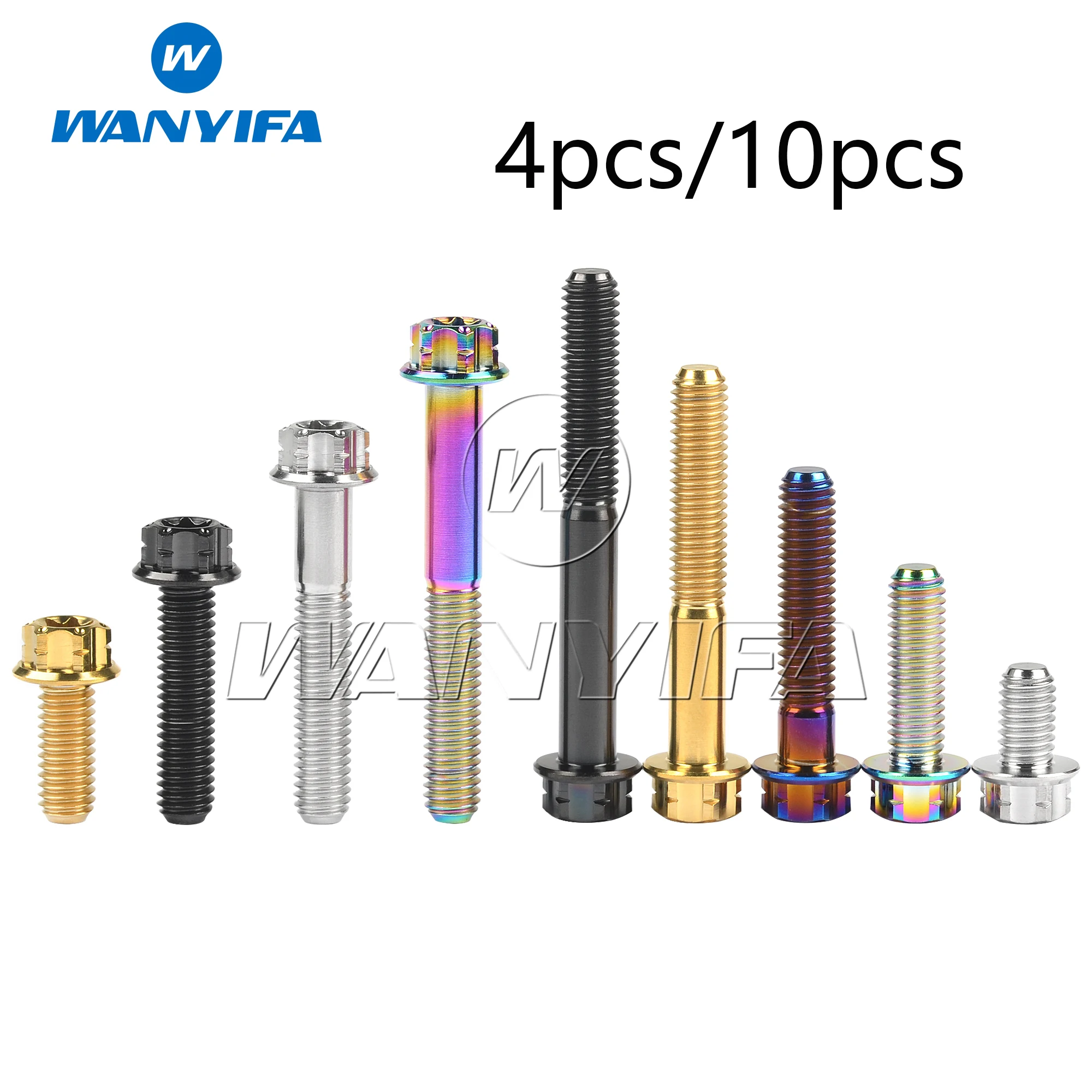 

Wanyifa Titanium Bolt M6x10/15/20/25/30/35/40/45/50mm Torx Flange Head for Motorcycle Modification Decoration 4/10pcs