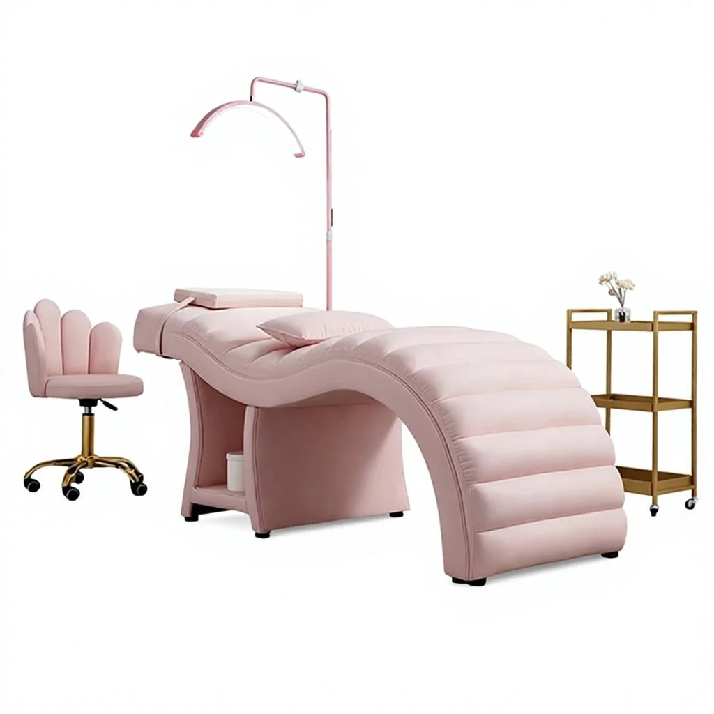 Luxury Beauty Salon Eyelash Extension Bed Salon Massage Spa Lash Facial Curved Salon Shop Equipment for Treatment