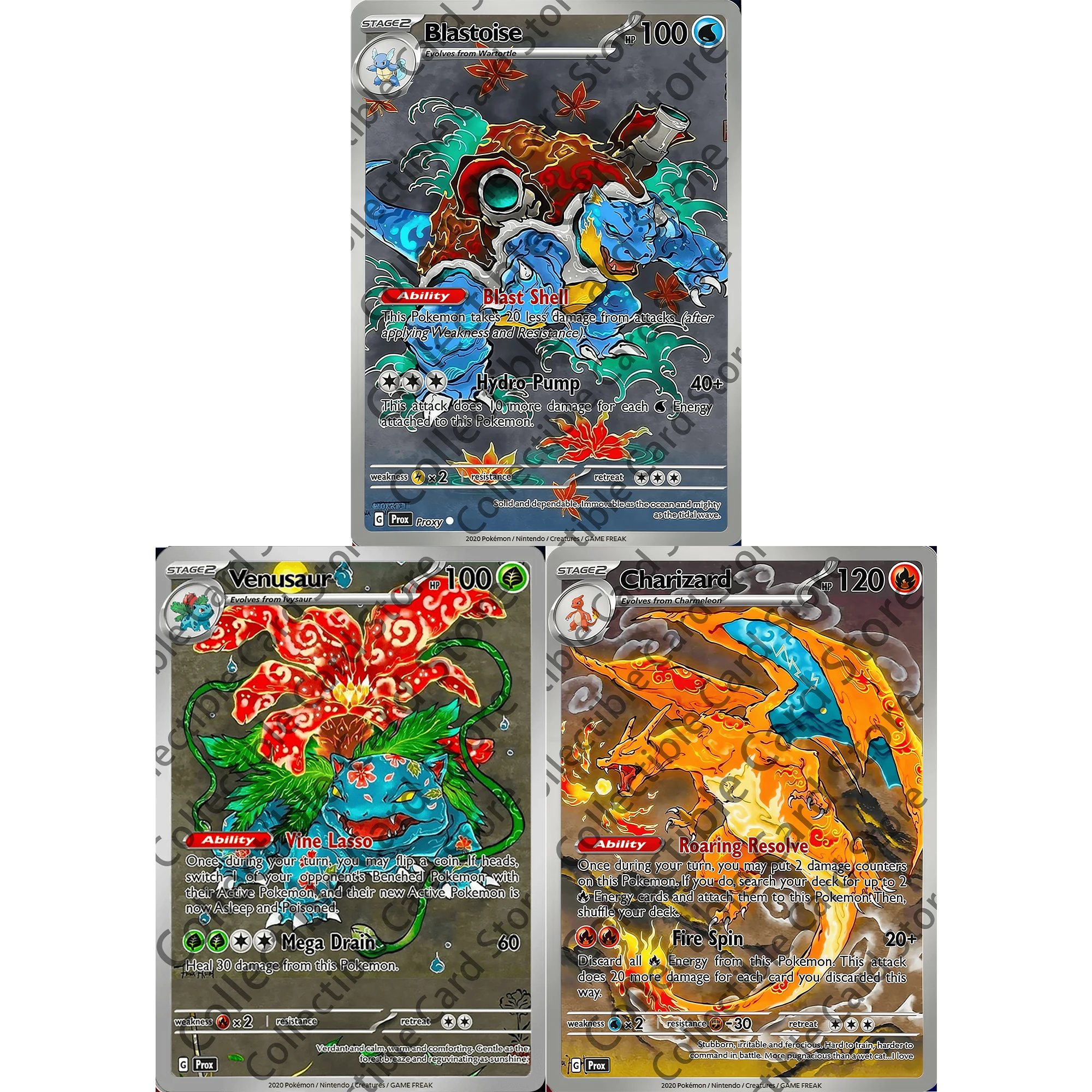 Diy Self-control Ptcg Kanto Starter Japanese Style Pokemon Fan Art Trading  Card Anime Collection Cards Gift Toys