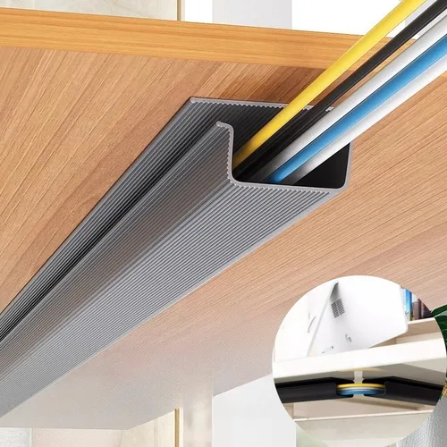 Bandeja de gestión de cables autoadhesiva para debajo del escritorio, tira ocultadora de cables de alimentación de PVC, soporte para cables sin perforación, organizador de cables