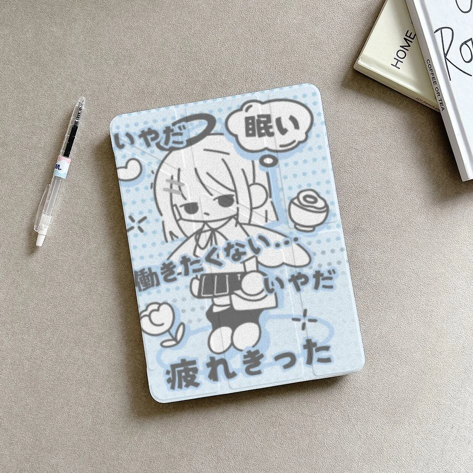 Cute Anime Girl Polka Dot Tablet Case For iPad Pro 11 12.9 13 A16 M2 M4 M3 M5 9.7 10.2 5/6/7/8/9/10/11th Mini Air 3 4 5 Cover