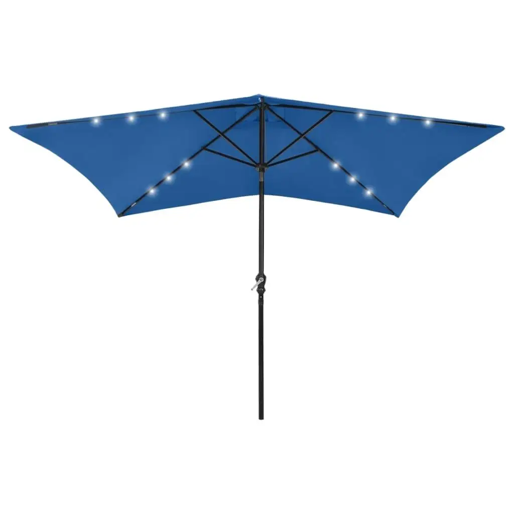 Garden Parasol 6.6'x9.8' with Steel Pole - Azure Blue Outdoor Umbrella