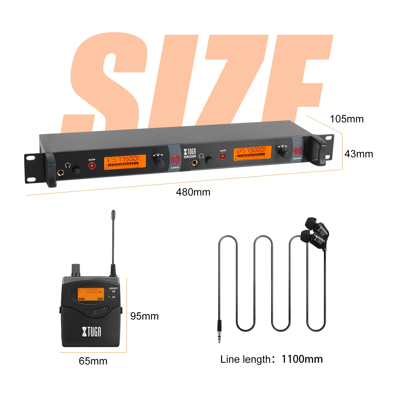 XTUGA RW2080 Transmitter Bodypack Stage Performance Meeting Wireless Monitoring System Whole Metal Wireless InEar Monitor System