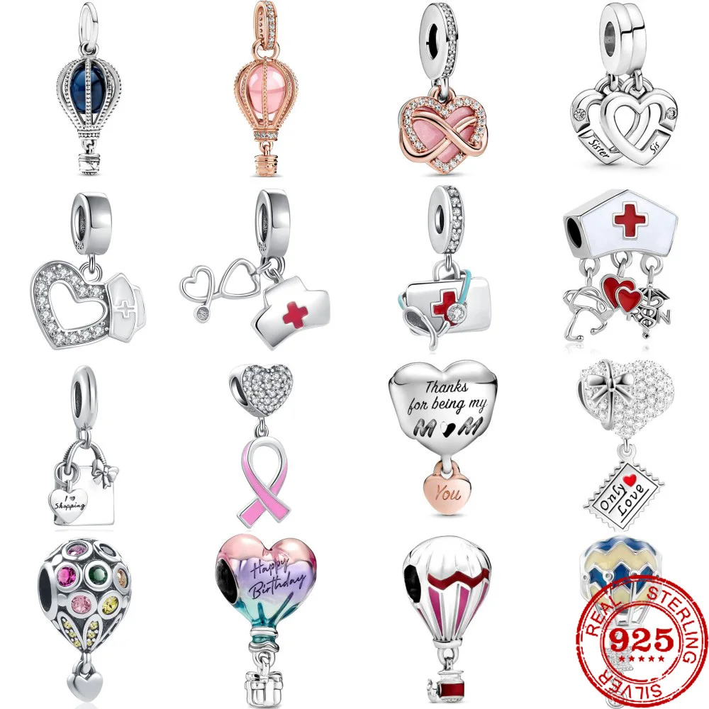 

New 925 Sterling Silver Colorful Balloon medical ki Pendant Charm Bead fit Original Pandora Bracelet Trinket DIY Women Jewelry