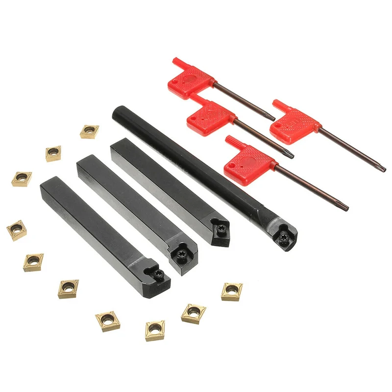 Draaibank Draaien Gereedschaphouder Set Machine Gereedschap T15 Wrench Carbide Insert Kit 10X CCMT09T304 S12M-SCLCR09 + 1212H09 + Sclcl + SCMCN1212H09