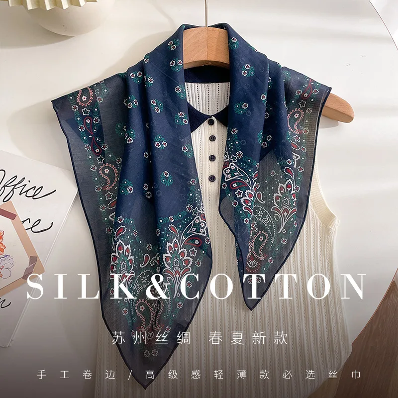

New spring 25% silk and 75% cotton scarves square high quality scarf fashionable luxury hijab echarpe pashimina bufanda foulard