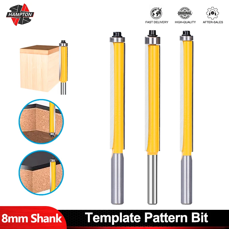 HAMPTON Woodworking Milling Cutter 8mm Shank Template Pattern Bit Flush Trim Router Bit Carbide End Mill For Woodworking Tool
