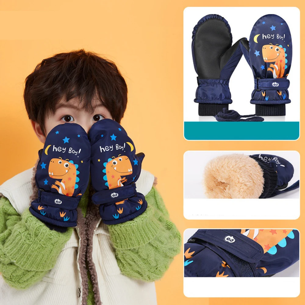 

Warm Anti Slip Kids' Ski Gloves Wear-resistant Water Resistant Winter Snowboarding Sports Gloves for Children Snowplay Cycling