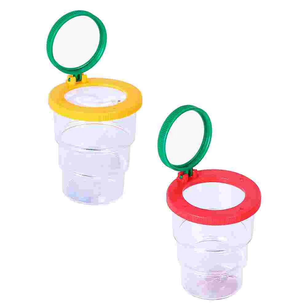 2 Pcs Insect Box Magnifying Glass Toy Viewer Observation Cage Portable Butterfly Boxes Abs Insert Child Magnifier Plastic