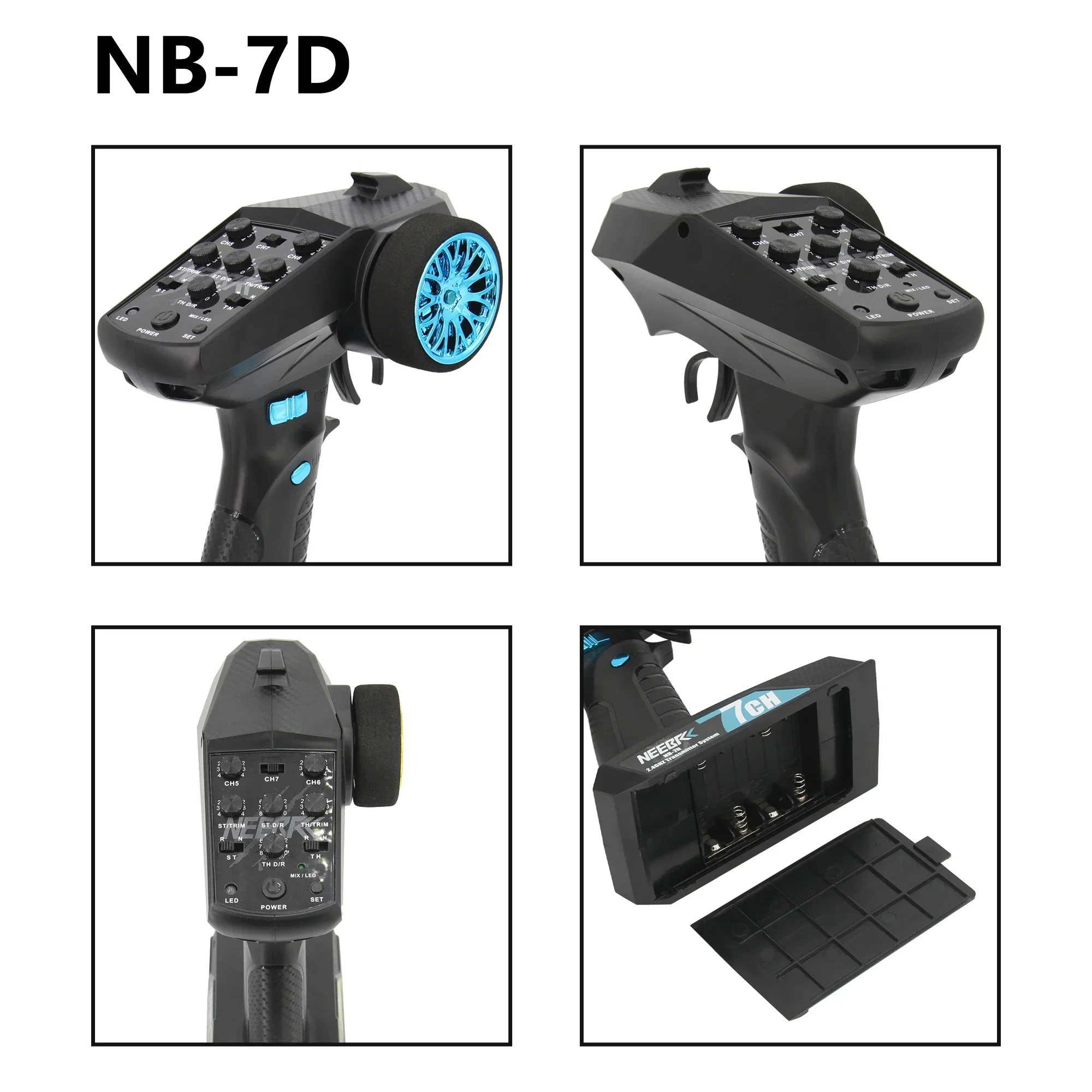 NEEBRC 7CH 2.4Ghz Transmitter & LED Light Controller Receiver 2-3S 45A ESC Combo for RC Car Truck Crawler Buggy Boat Accessories