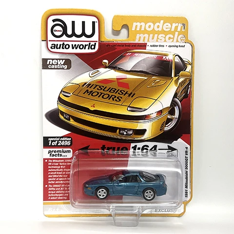 Auto World 1/64 AW 1991 3000GT VR-41 Blue Die-cast alloy car model toy collection Children gift