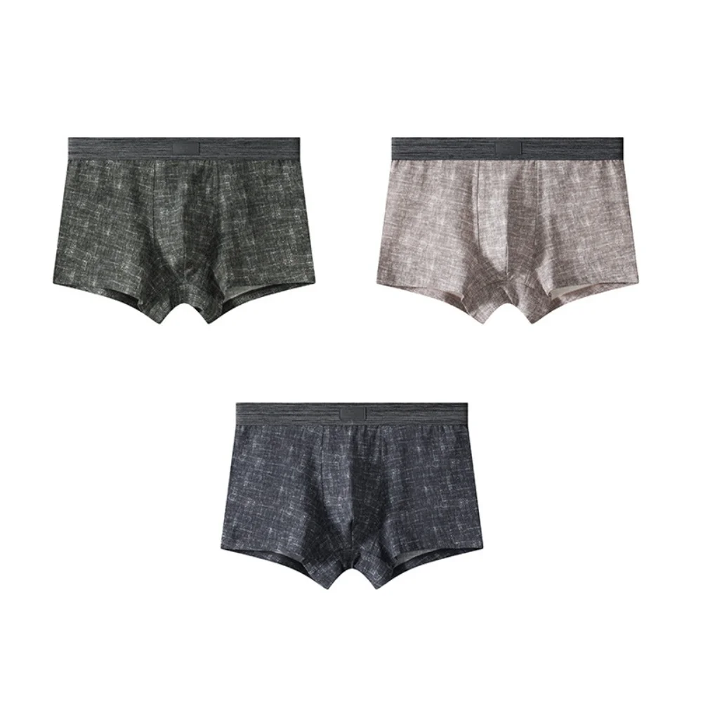 Mens Cotton Solid Underwear Breathable Boxer Shorts U-Convex Bulge Pouch Panties Daily Intimate Sexy Flat Corner Panties