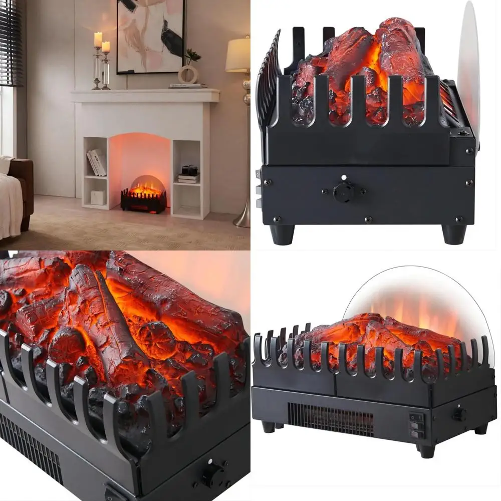 

Электрический камин-обогреватель 16 с реалистичным эффектом пламени, регулируемым термостатом, 750/1500 Вт, черный