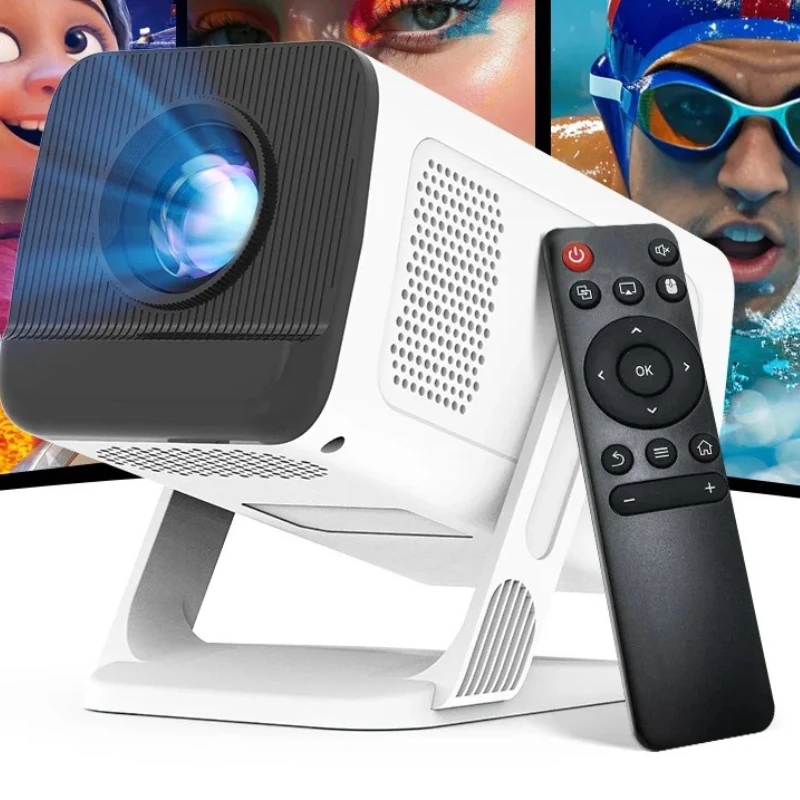 Smart Mini Projector 1080P 4K Support with WiFi 6 & BT 5.4 Built-in Apps Android TV Auto Keystone 180° Rotation Outdoor Beamer