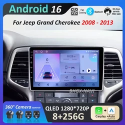 Car Radio Multimedia Player for Jeep Grand Cherokee 2008 - 2013 Split Screen Android 16 WiFi Head Unit Bluetooth Cooling fan GPS