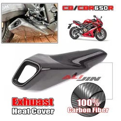 100% Real Dry Carbon Fiber Fairing Fit Honda CB650R CBR650R 2019-2023 Motorcycle Exhaust Pipe Cover Heat Anti-Scalding Shell