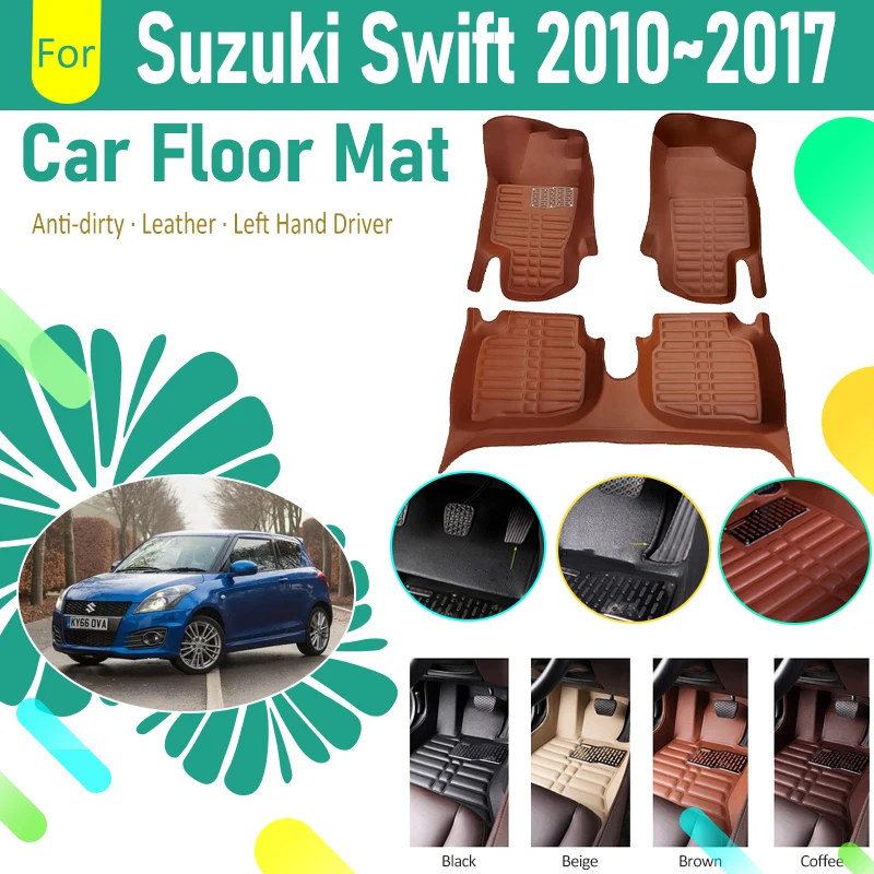 Car Foot Mats For Suzuki Swift AZG 2010 2011 2012 2013 2014 2015 2016 2017 5door Dustproof Foot Pad LHD Carpets Auto Accessories