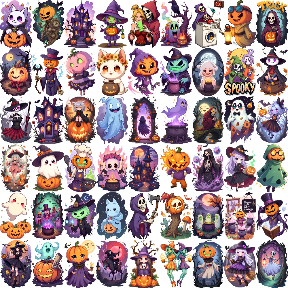 

54 шт., временные татуировки, дизайн тыквы, водонепроницаемые долговечные наклейки для тела, наклейки на Хэллоуин, временные татуировки, наклейки для
