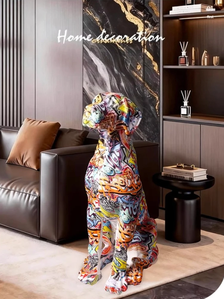 American-style Graffiti Golden Retriever Floor Ornament Modern Minimalist TV Cabinet and Sofa Decoration Housewarming Gift