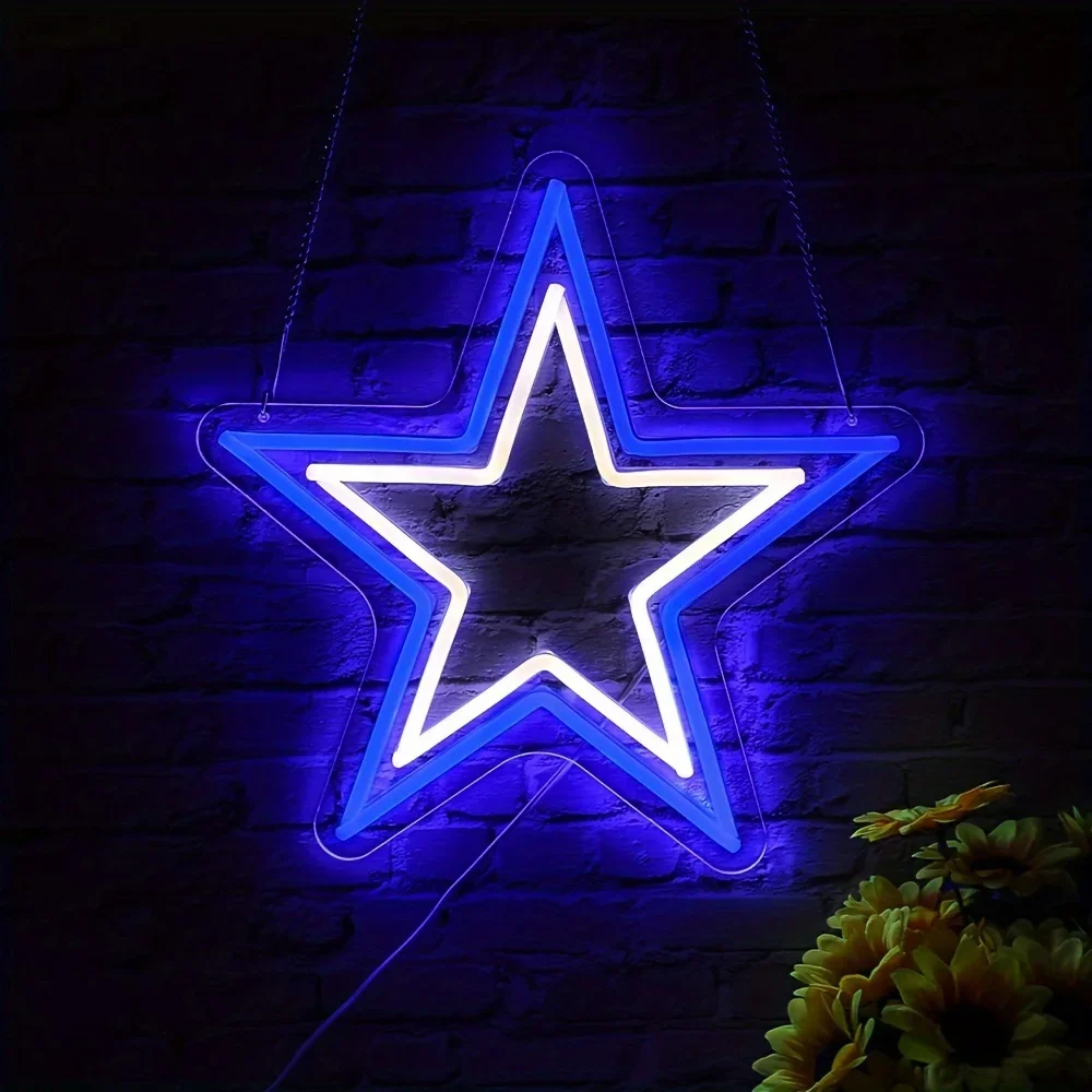 Star LED Neon Sign Light With Switch Wall Art Decorative Hanging Sign, For Bar Bedroom Living Room Party Home Decoration