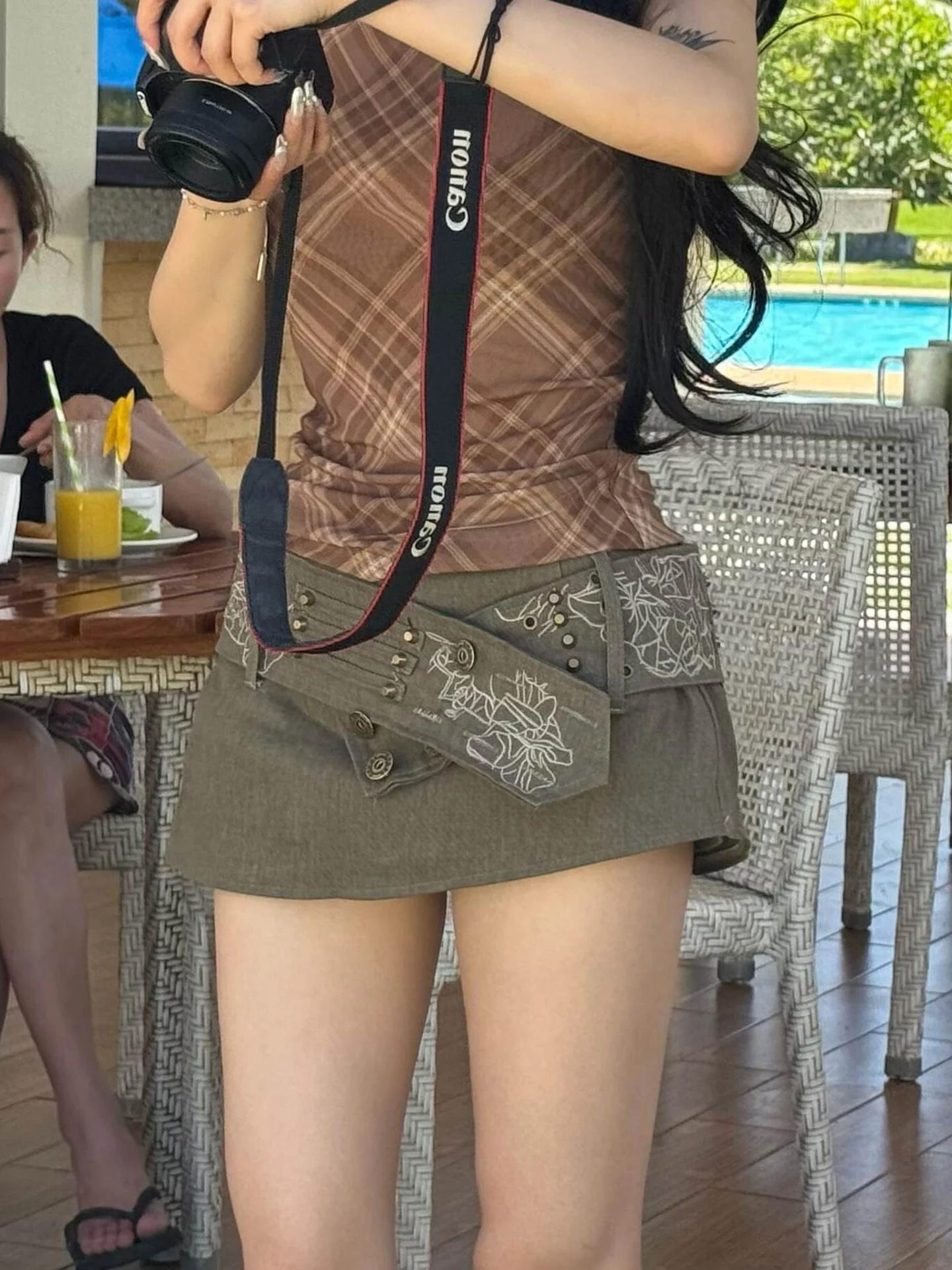 Low Waist Embroidered Belted A-Line Skirt Stylish Slimming Short Skirt for Women Spring Autumn Fashion Korean Style