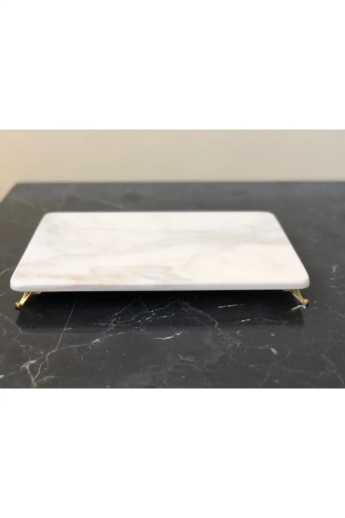 Natural Marble Presentation Tray Gold Pedestal 20x30cm Decorative Lux Service Eat at the Presentation of Organizer Multi-Purpose Tray 2022 trend