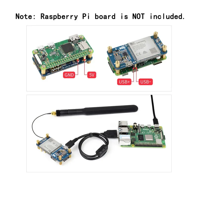 4G LTE GPS SMS GNSS Module USB HUB Board HAS Starter Kit For RasPi RPI 0W Raspberry Pi 0 Zero 2 WH 2 3B Plus 3 A 4 Model B 4