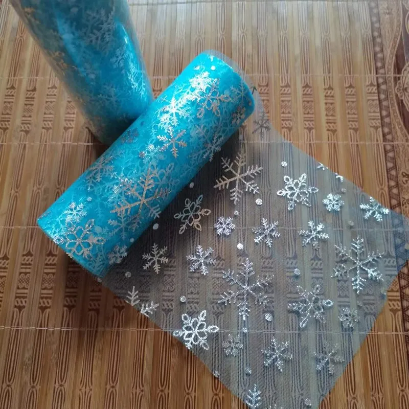 Snowflake Glitter Tulle Roll Fabric DIY Handmade Craft Baby Shower Skirt Decorations Fabric Wedding Birthday Bouquet Supplies