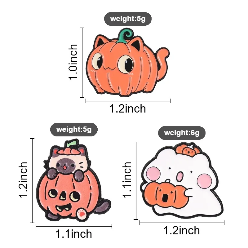 Halloween Cat Ghost Badge Pumpkin Kitten Enamel Pins Spooky Jack‑o‑Lantern Brooch Cute Creepy Punk Accessories Decor Gift