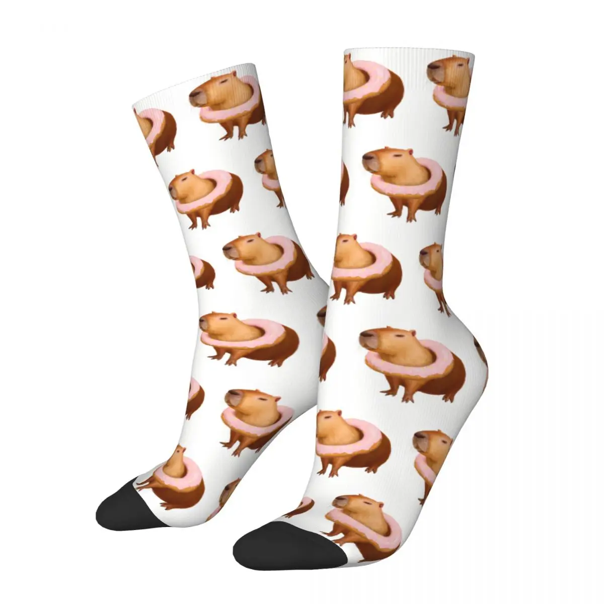 Crew Socks Funny Capybara Drawing Painting Stuff for Male Sweat Absorbing Printed Socks All Seasons Best Friend Gifts