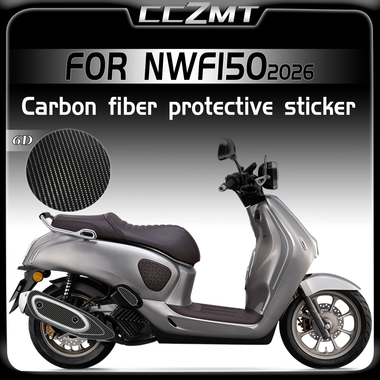 

For HONDA NWF150 2026 6D Carbon Fiber Protective Sticker Scratch Resistant Sticker Film Modification For Motorcycle Accessories