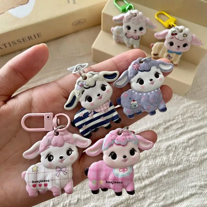 Niedlicher Cartoon-Lamm-Schlüsselanhänger, Kawaii-Schaf-Maskottchen-Dekoration, kreativer Schaf-Anhänger, Accessoires, Neujahrsgeschenk – Detail 5