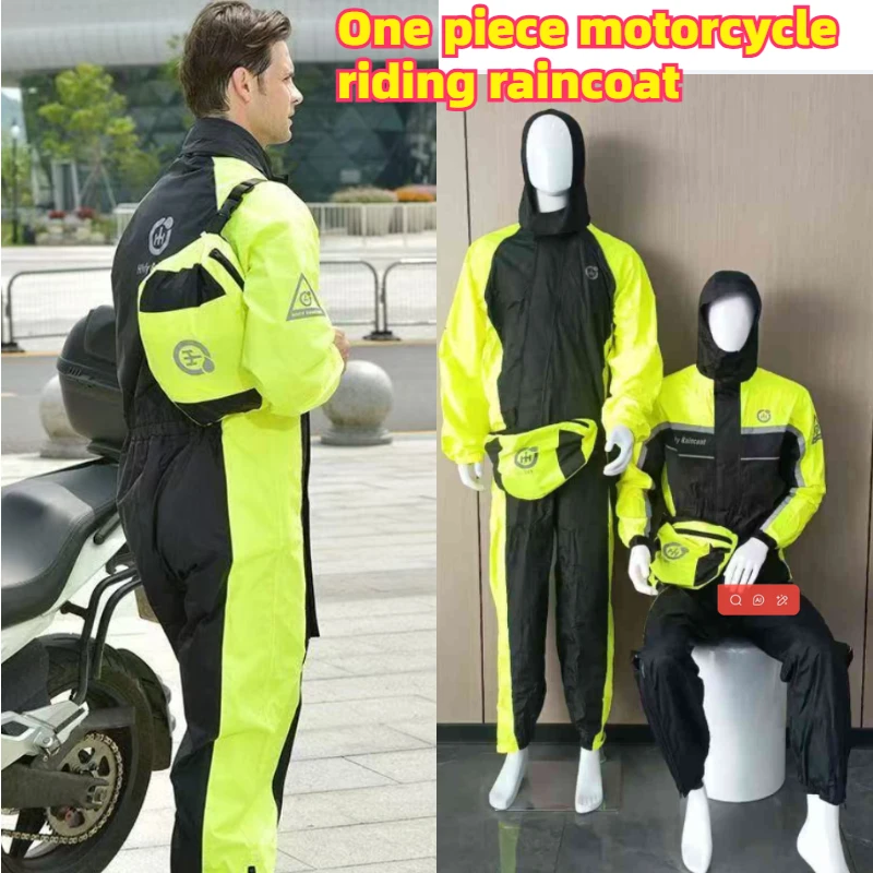 

Full Coverage Motorcycle Rain Suit One Piece Waterproof Riding Outfit for Men