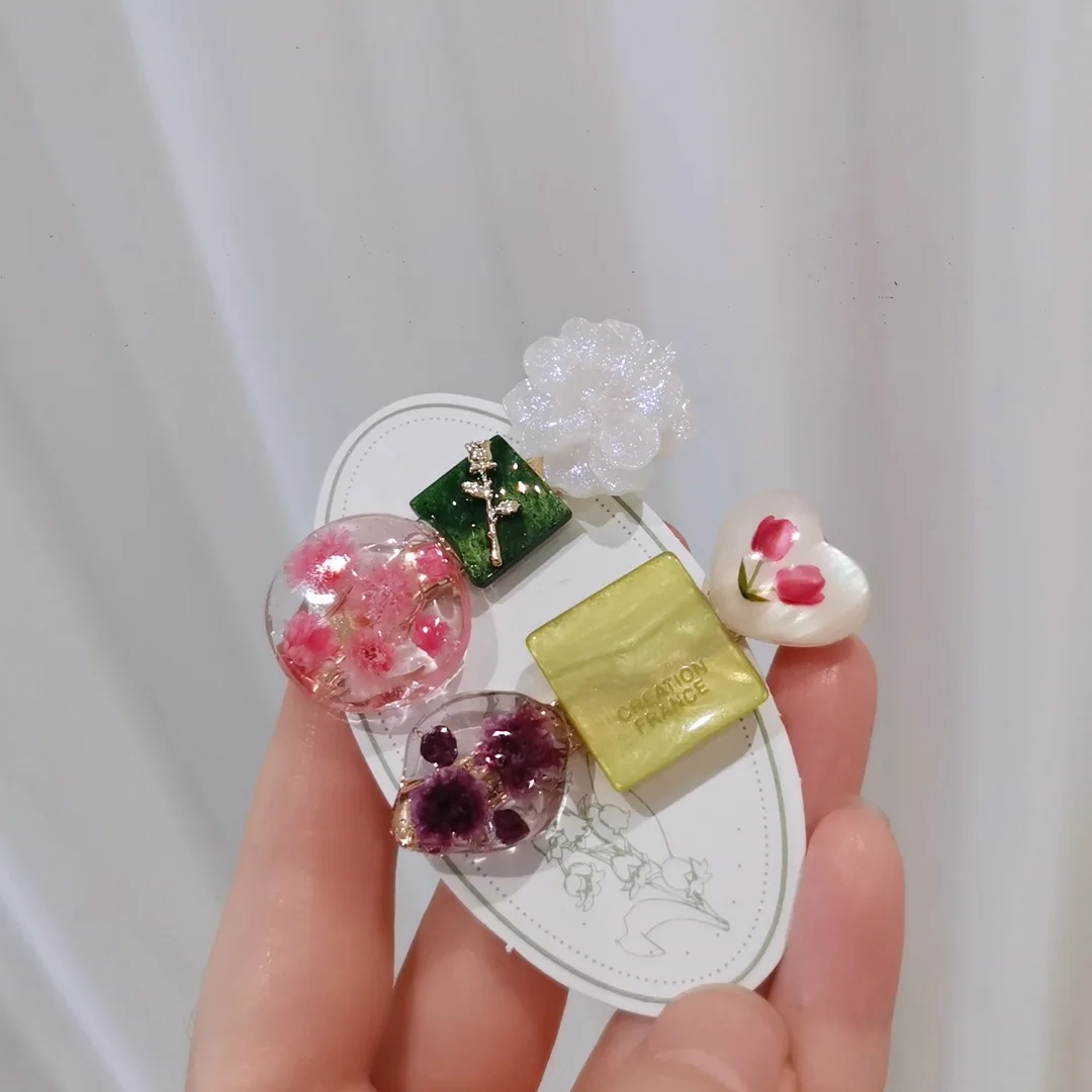 

3188 оптовая продажа, заколки для волос ручной работы из смолы с сушеными цветами, креативные боковые заколки с цветком феи, милый ретро лесной стиль, Рождественский подарок