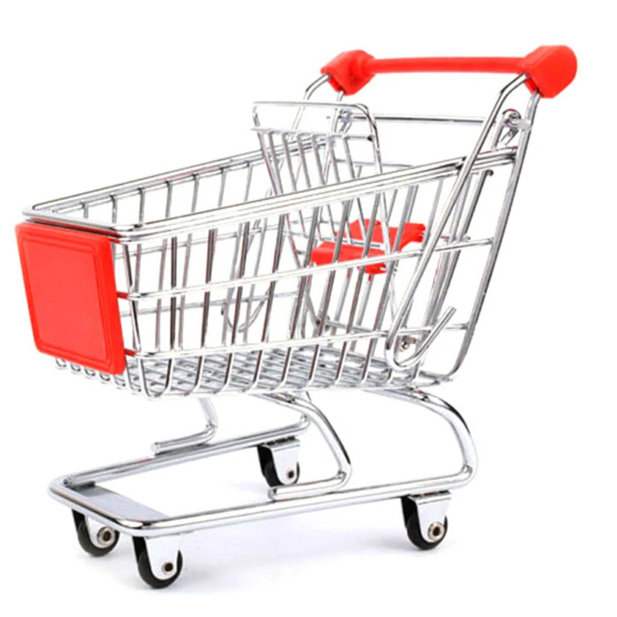 Mini cestino portaoggetti per carrello della spesa 11 * 7,5 * 11,5 cm Organizzatore in plastica metallica a colori casuali per tavolo decorativo da scrivania
