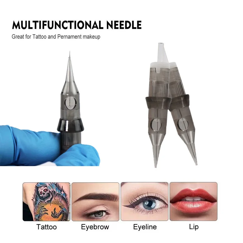 Tattoo Needle Cartridges Soft Silicone 20Pcs Round Liner Shader Standard Microneedle For Professional Rotary Tattoo Machine