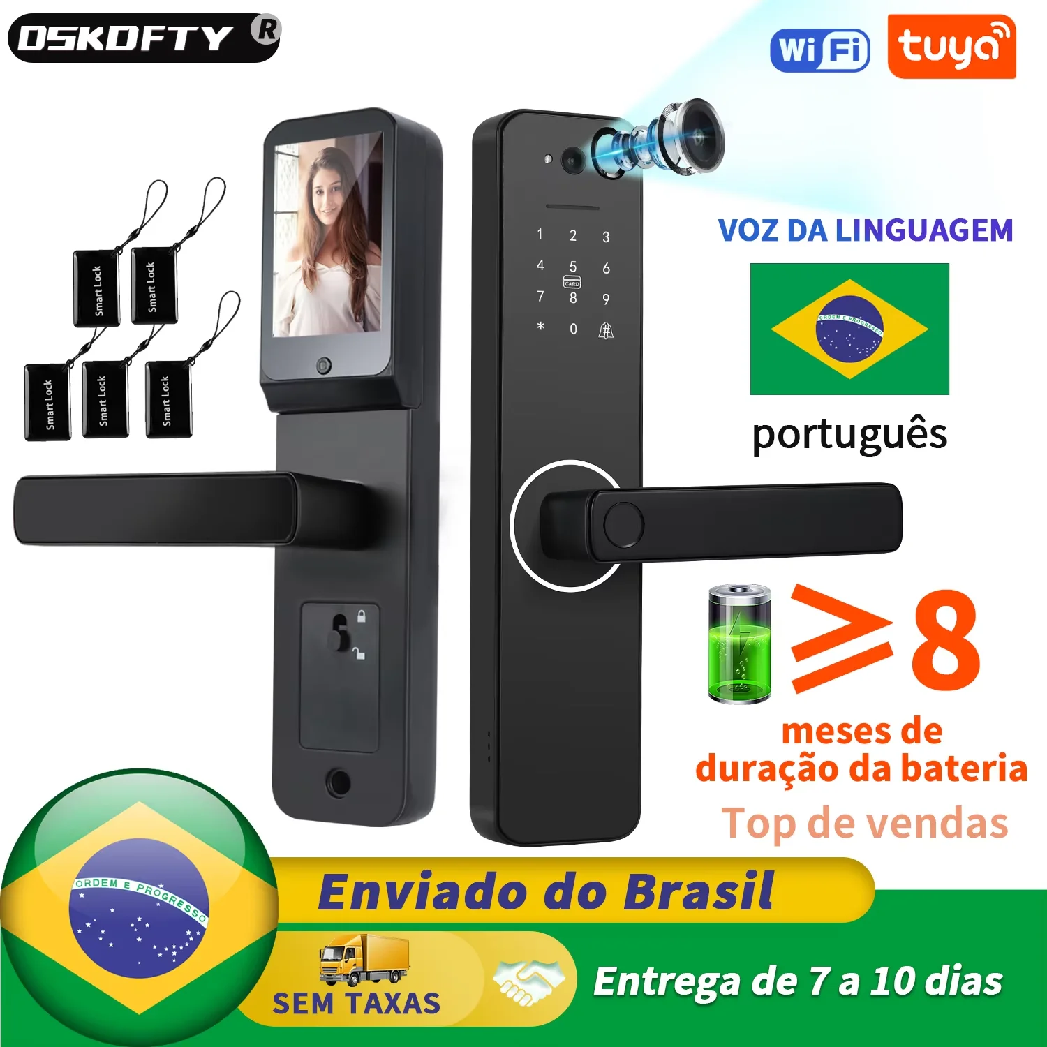 Faça o brasil fechadura eletrônica digital com câmera tuya casa inteligente fechadura porta inteligente fechadura eletrônica tuya wifi