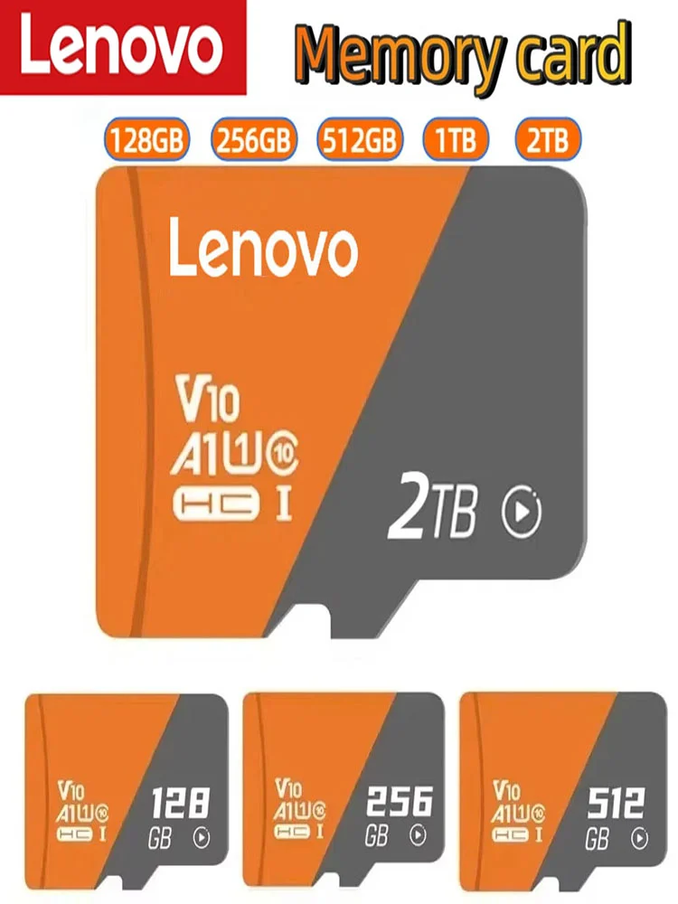 Lenovo 2 TB TF SD-Karte, Speicherkarte, hohe Geschwindigkeit, TF/SD, 128 GB, 256 GB, 512 GB, 1 TB, Mini-Speicherkarte, Klasse 10, für Kamera/Telefon/Computer