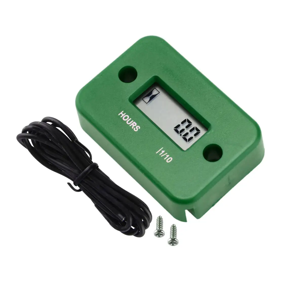 Green Digital LCD Vibration Hour Counter Operating Engine Meter Fit for Generator ATV Snow Blower Skid Steer Loader Motorbike