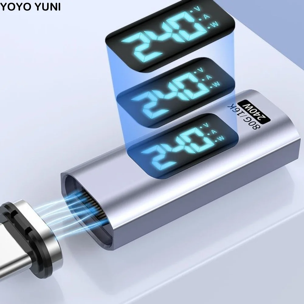 Cable 240W Type C Adapter 80Gbps 5A Magnetic Adapter 16K Video Full Function Data Adapter OTG Connection