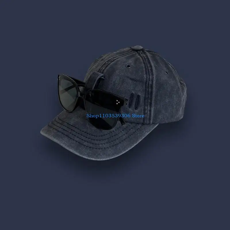 

400A Unisex Ear Baseball Cap Sunglasses Decor Sunproof Hat for Spring Summer Adult Outdoor Adjustable Visor Cycling Hat