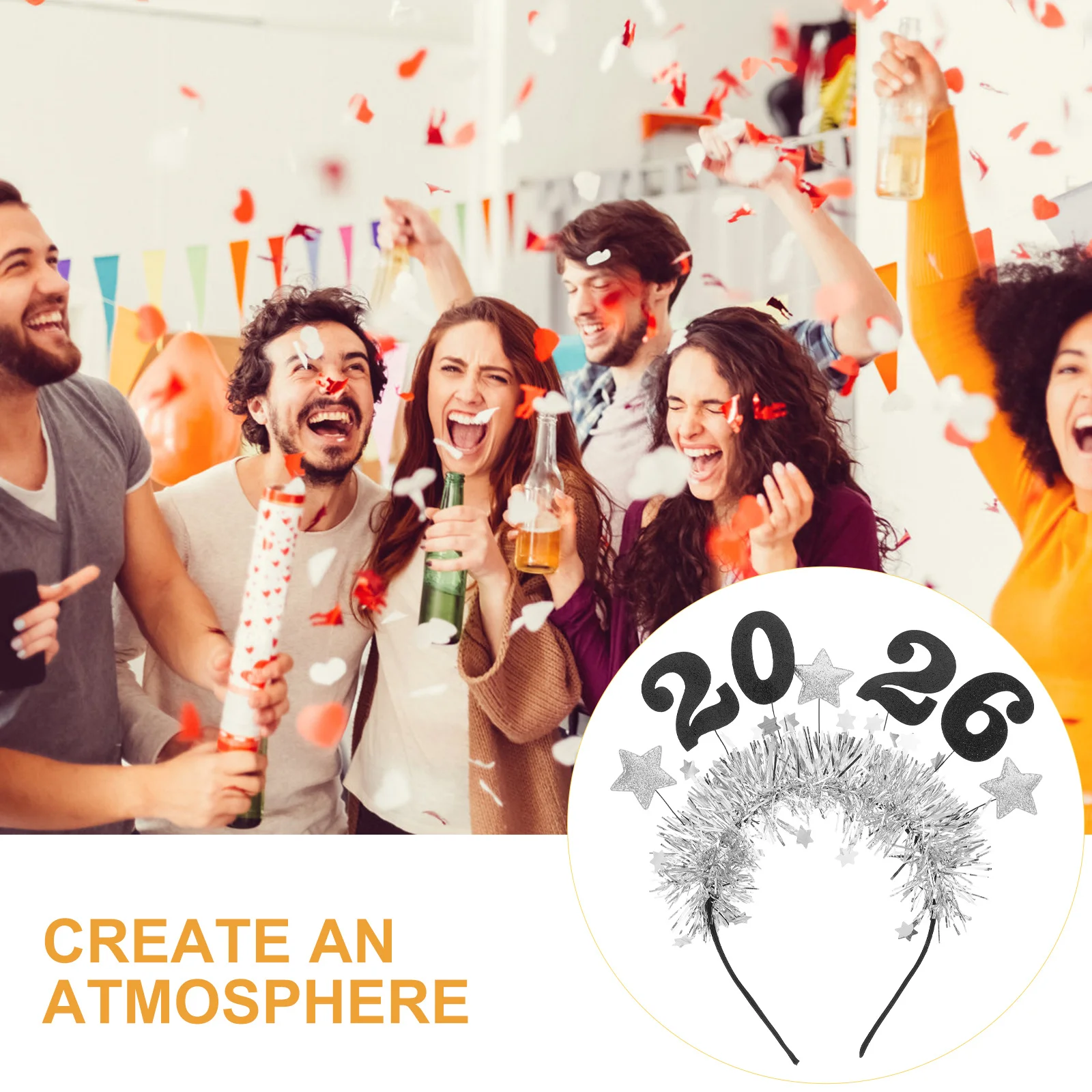 2026 ano novo bandana estrela guirlanda design glitter acessórios de cabelo para festa feminina festival véspera de ano novo tiaras