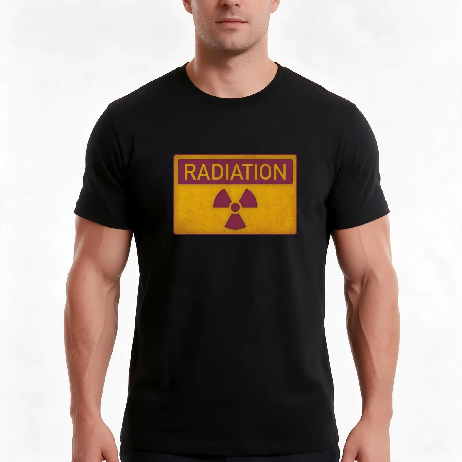 Radiation hazard T-Shirt Summer Casual Cotton Tee Oversized Streetwear Tops Vintage Graphic Print Loose Fit Short Sleeve