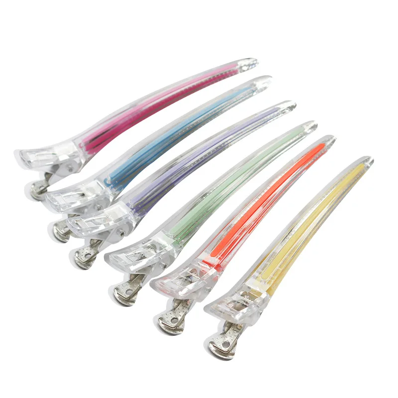 8pcs/set Crystal Hair Clips Plastic Hairdressing Duckbilled Clamps Claw Section Alligator Hairpin Barber for Salon Styling 1638